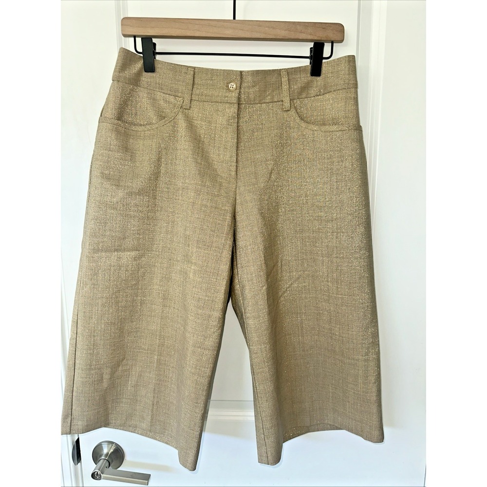 Karen Kane Women Size 8 Painted Desert Metallic Shorts Bermuda Beige Resortwear